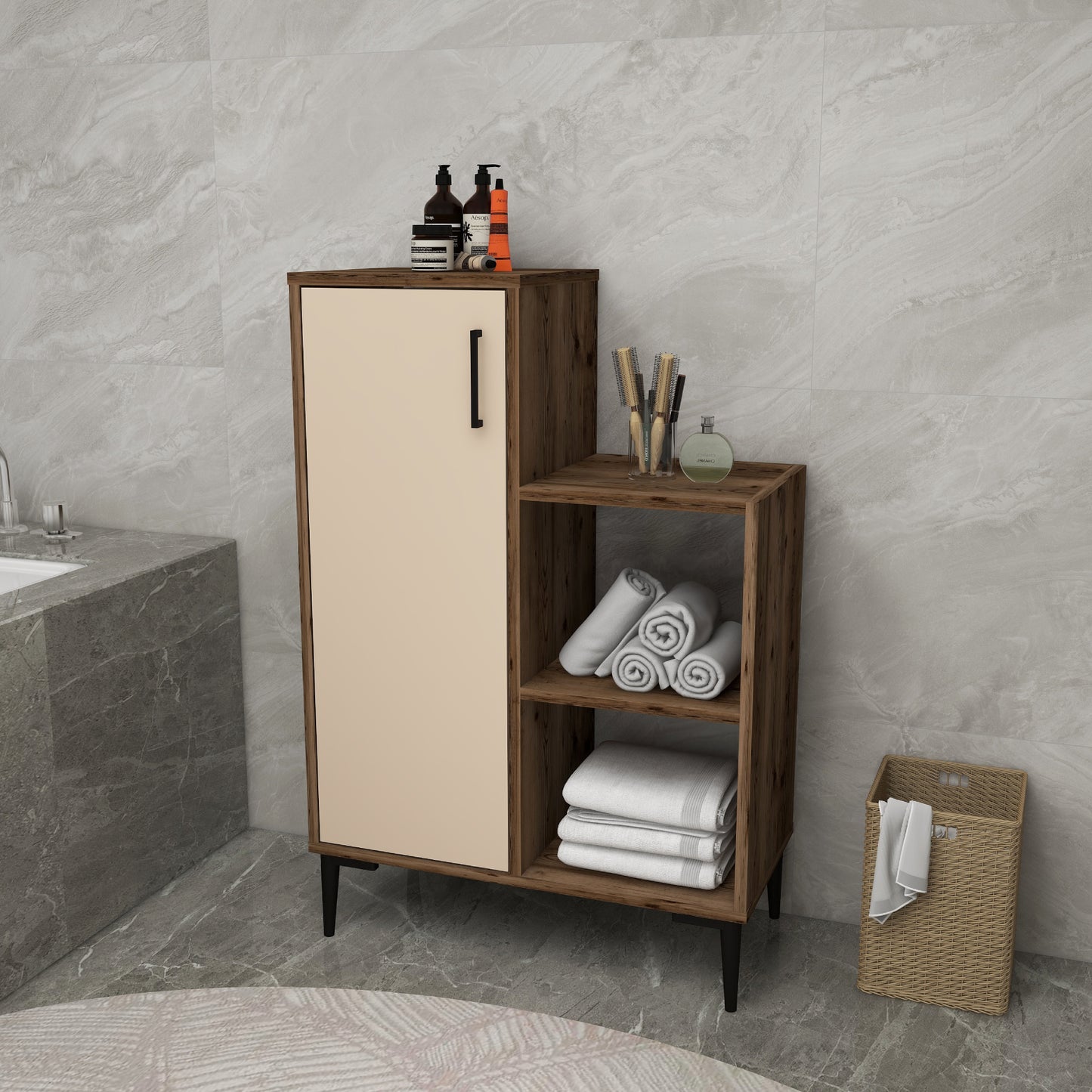 Armoire de salle de bain avec étagères Beate