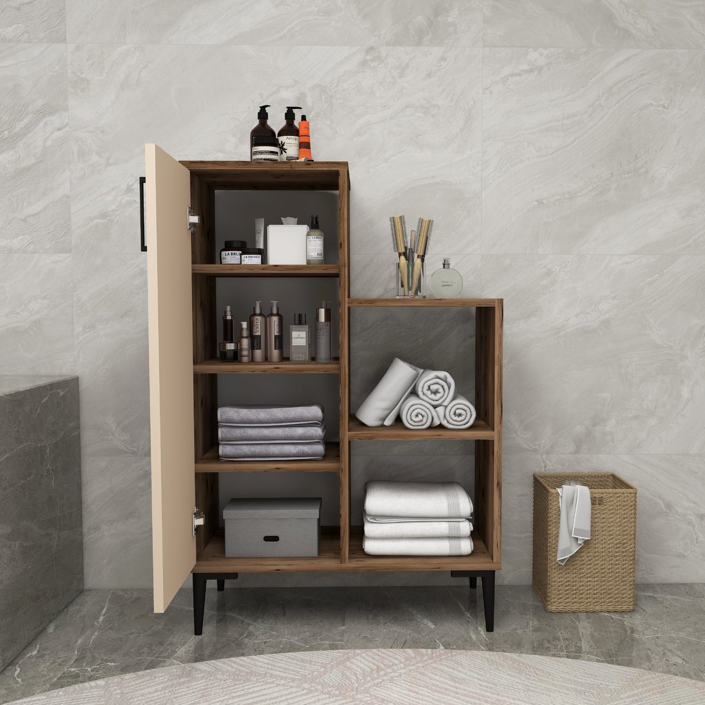 Armoire de salle de bain avec étagères Beate