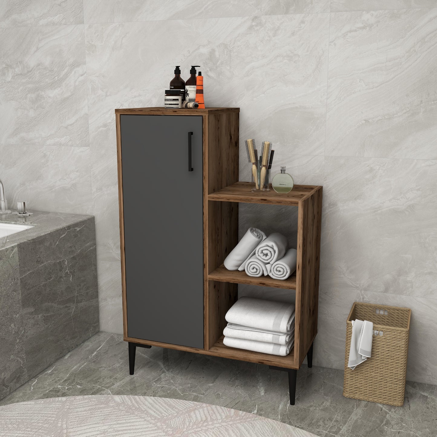 Armoire de salle de bain avec étagères Beate