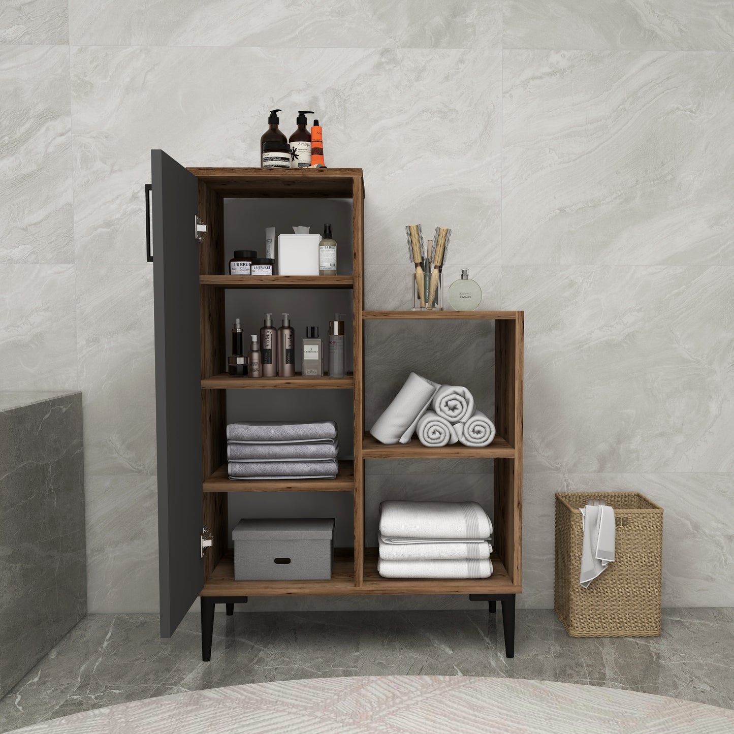 Armoire de salle de bain avec étagères Beate