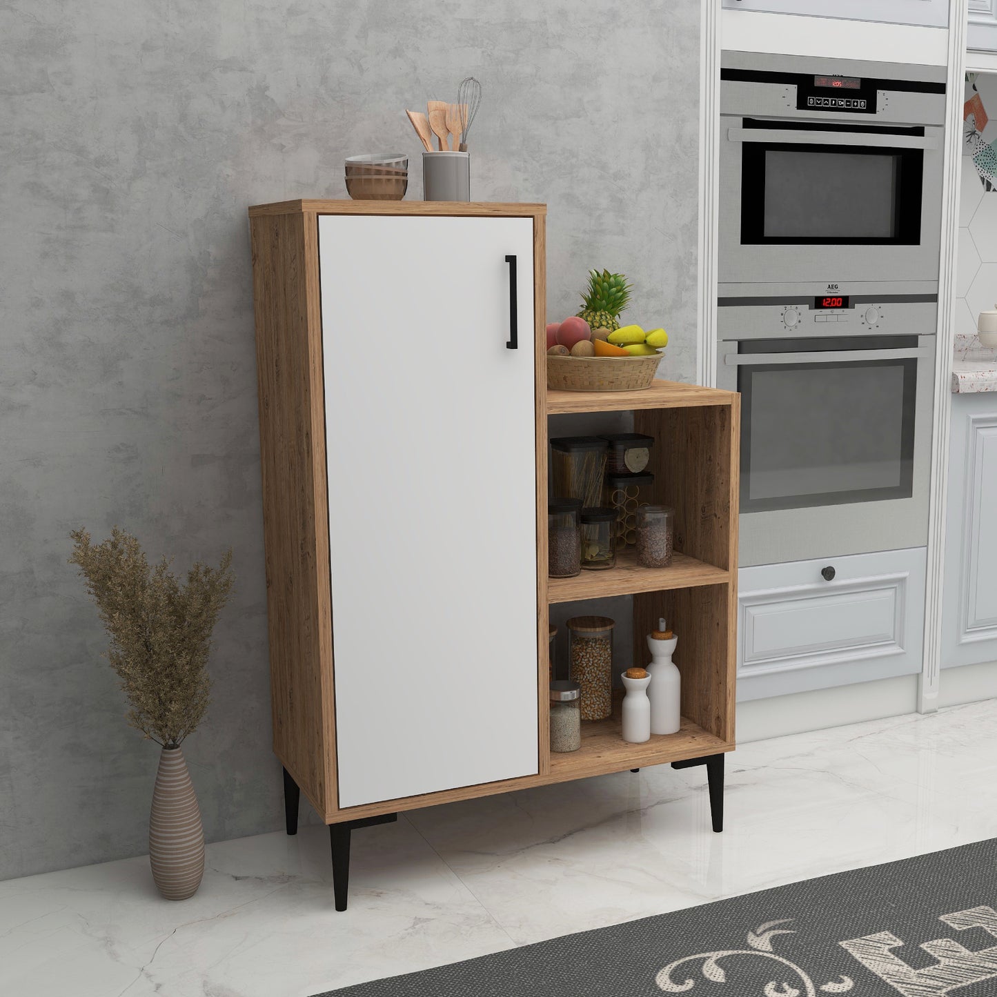 Armoire de cuisine Beate avec étagères