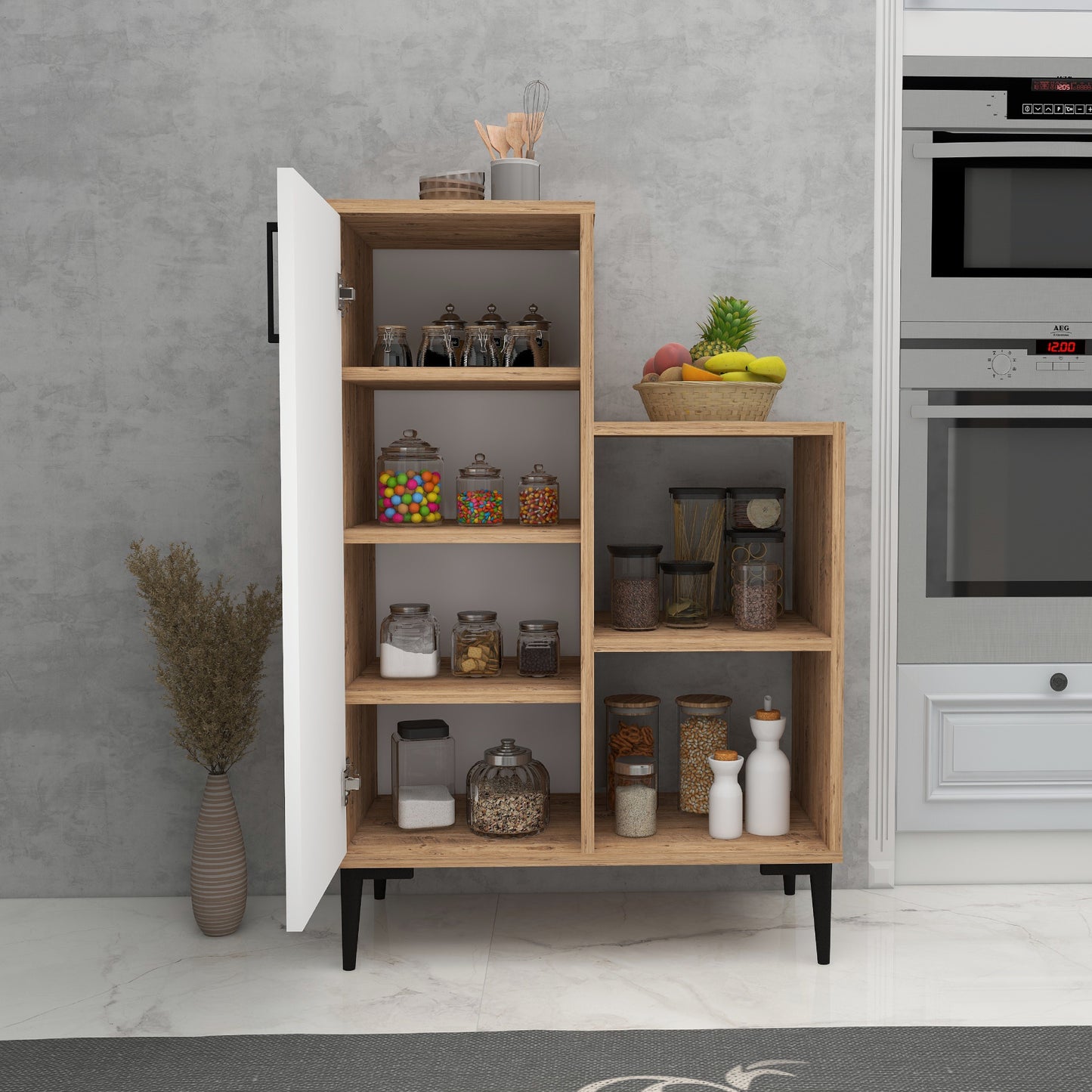 Armoire de cuisine Beate avec étagères