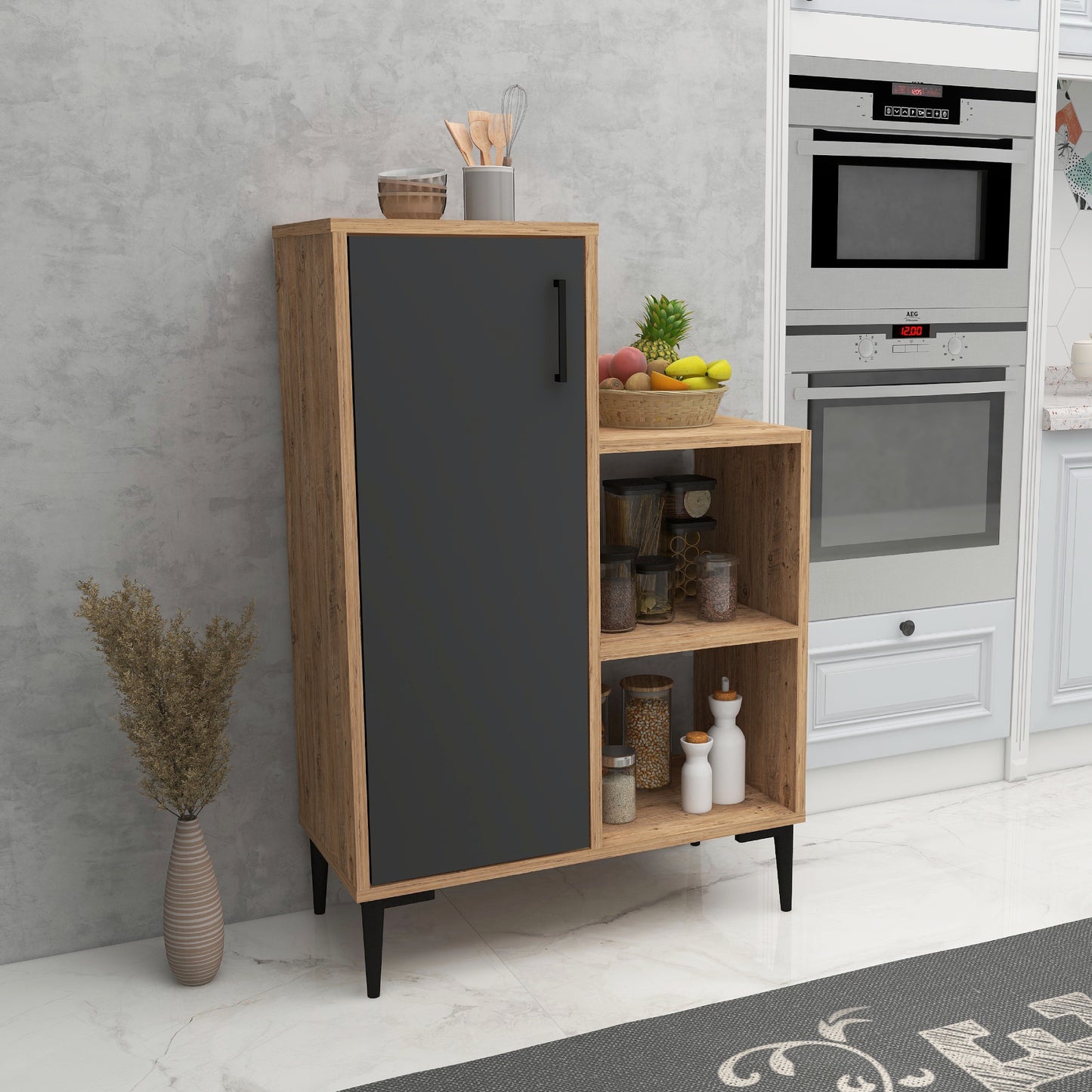 Armoire de cuisine Beate avec étagères