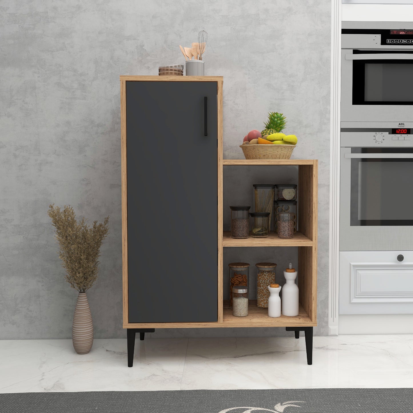 Armoire de cuisine Beate avec étagères