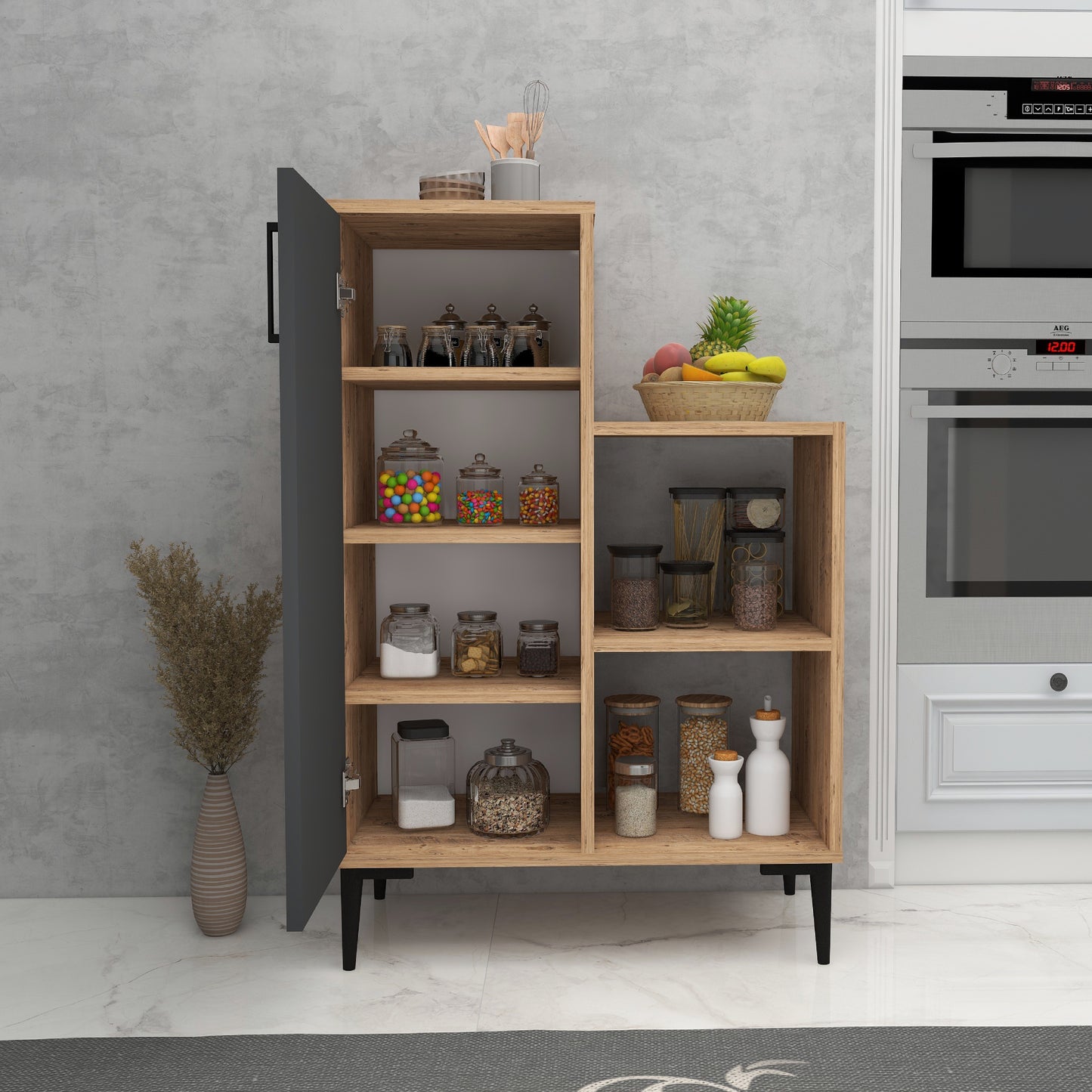 Armoire de cuisine Beate avec étagères