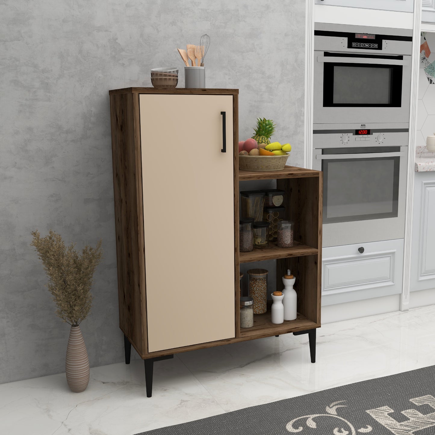 Armoire de cuisine Beate avec étagères