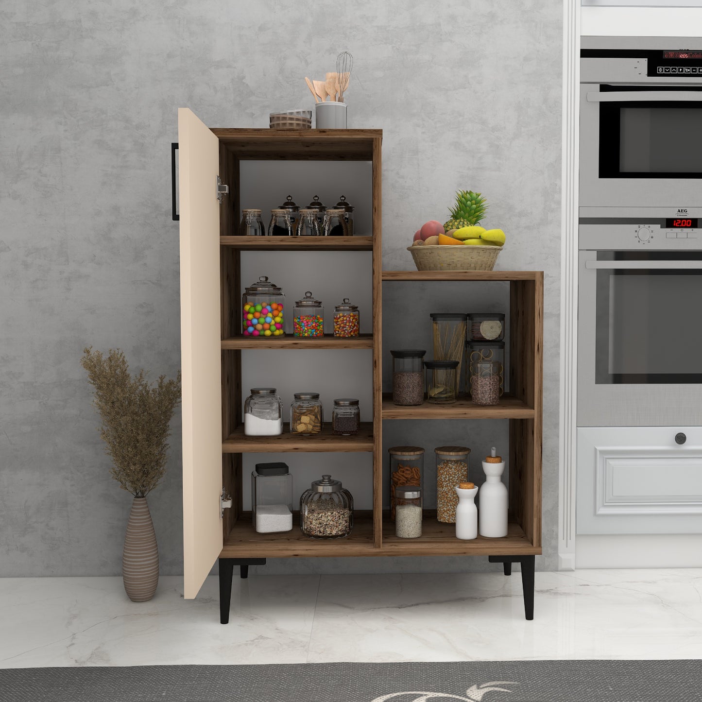 Armoire de cuisine Beate avec étagères