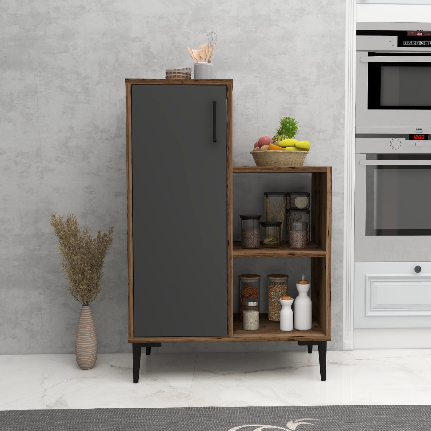 Armoire de cuisine Beate avec étagères