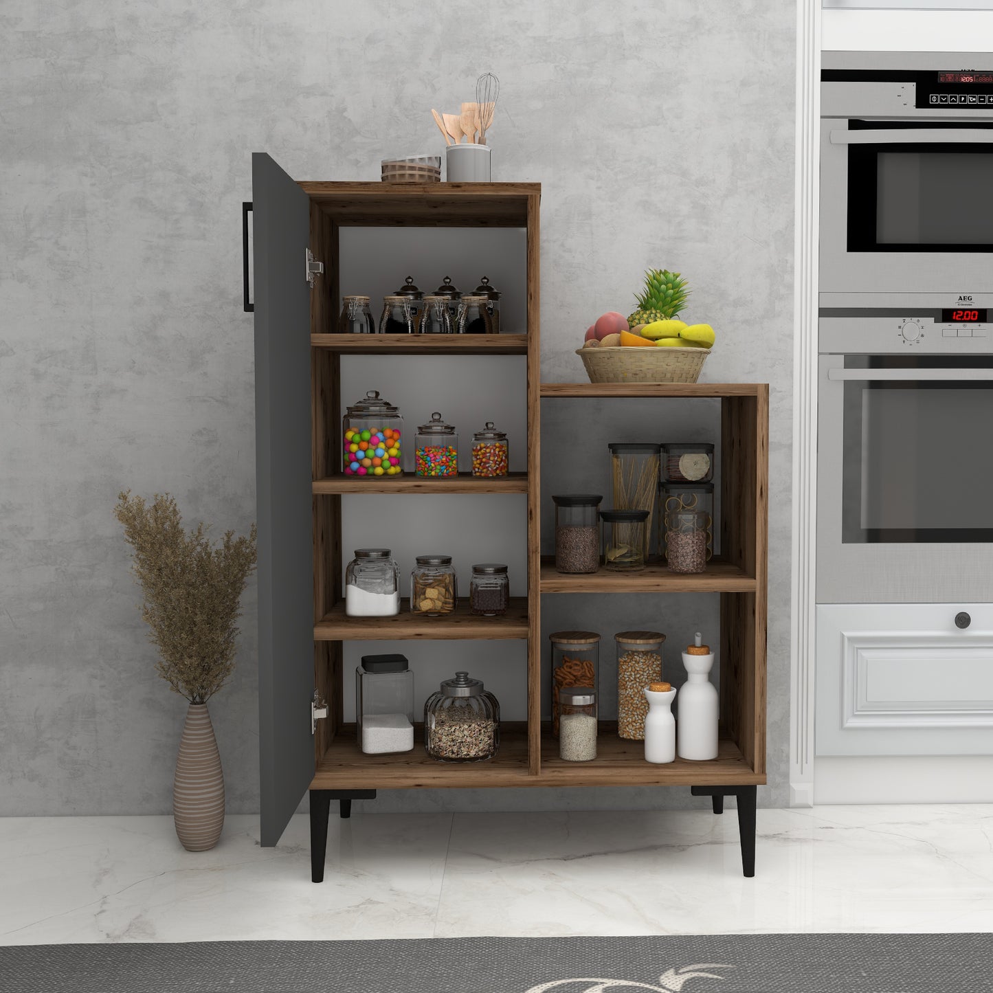Armoire de cuisine Beate avec étagères