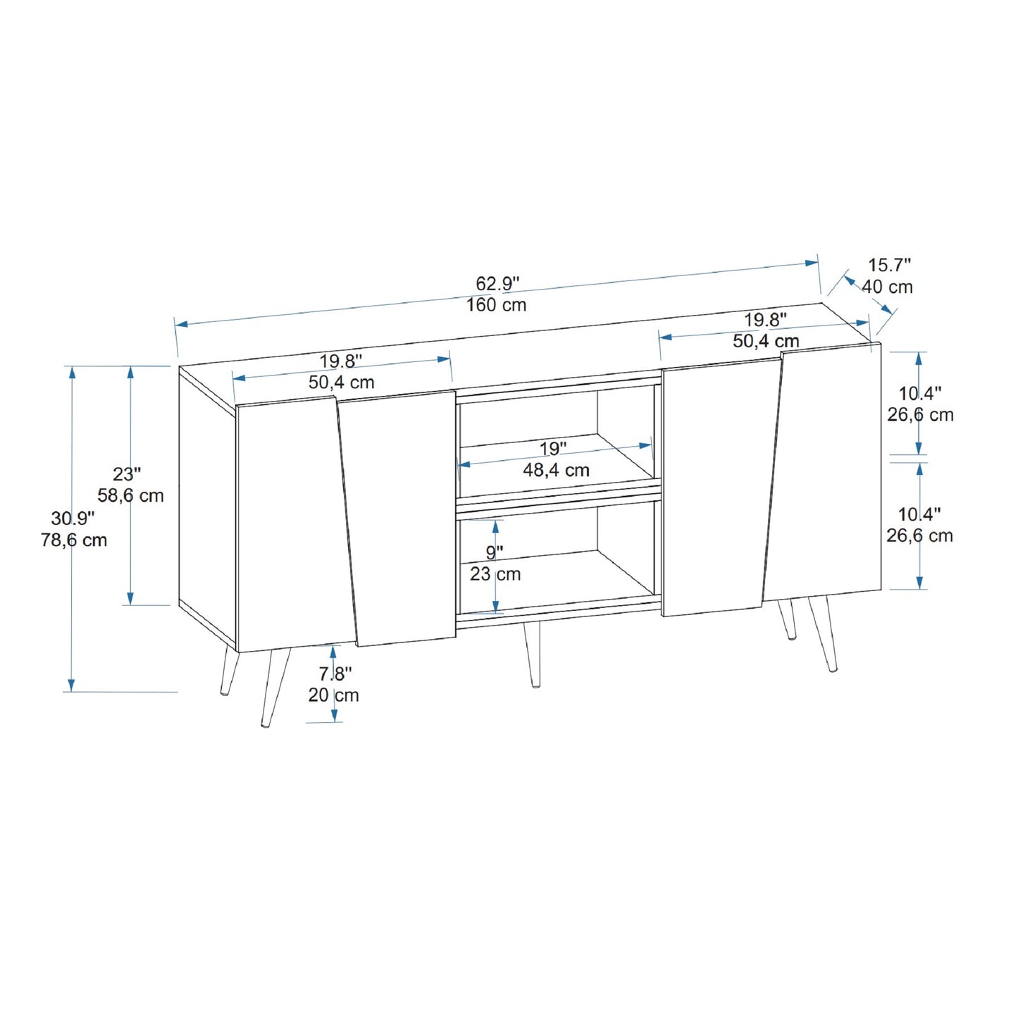 Curve Sideboard with Cabinets