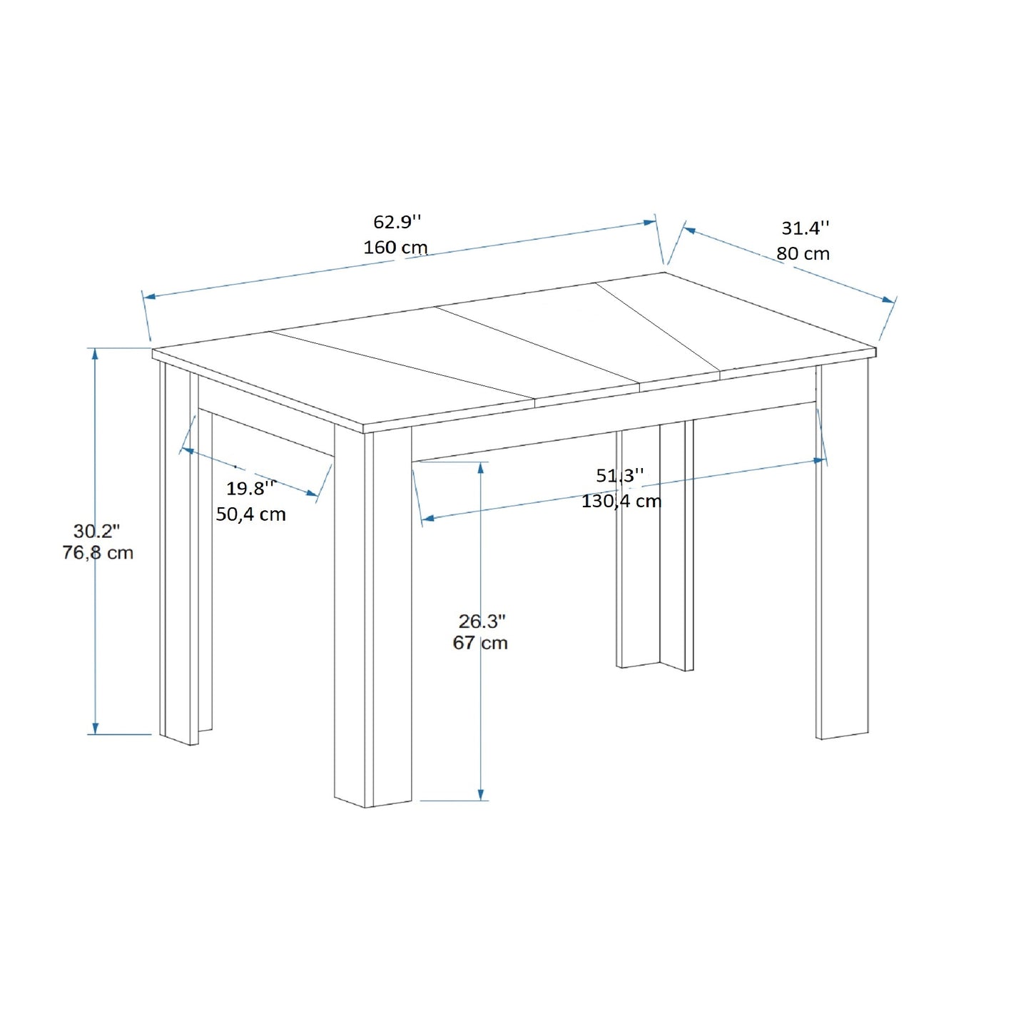 Curve 160 Six - Person Dining Table