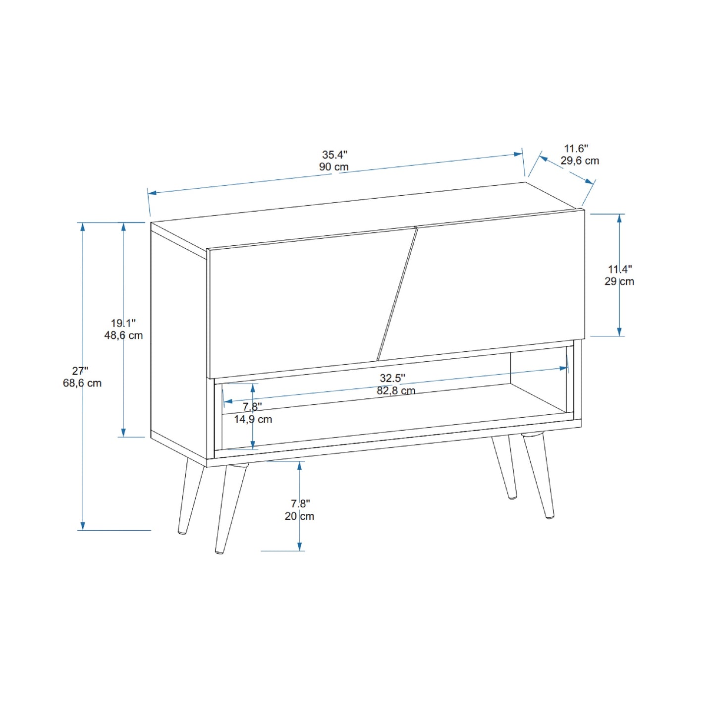 Curve Dresuar, Console Table with Framed Mirror
