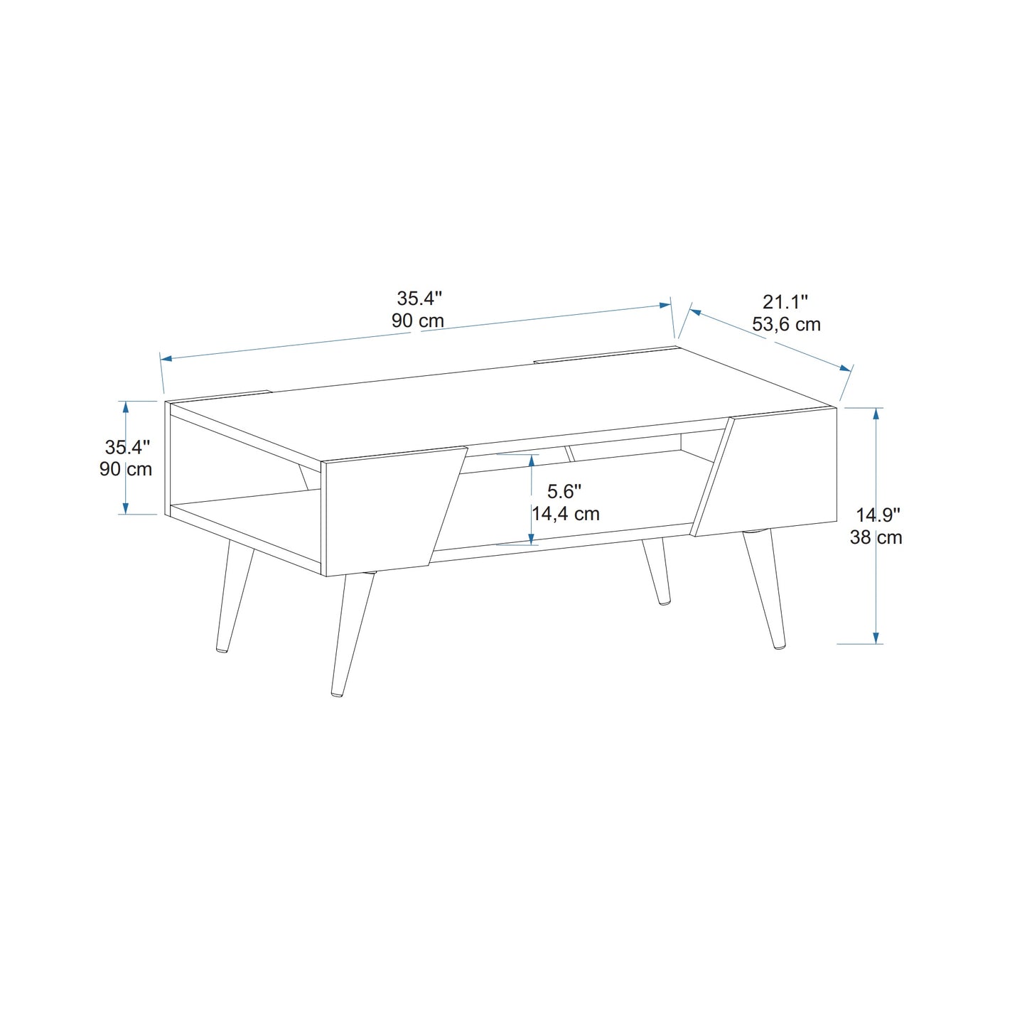 Coffee Table with Storage Unit Curve