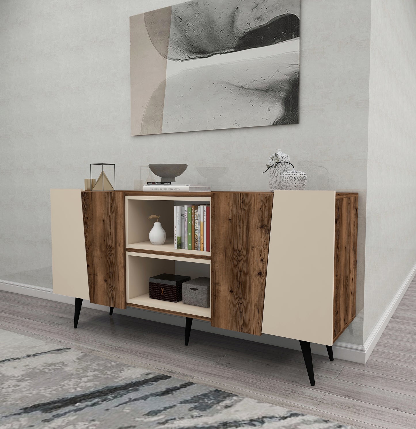 sideboard, console cabinet, storage cabinet, cupboard, buffet, closet, credenza, cellarette