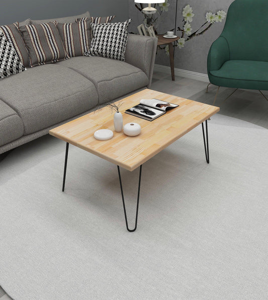 Century Solid Wood Coffee Table with Metal Legs - Destina Home
