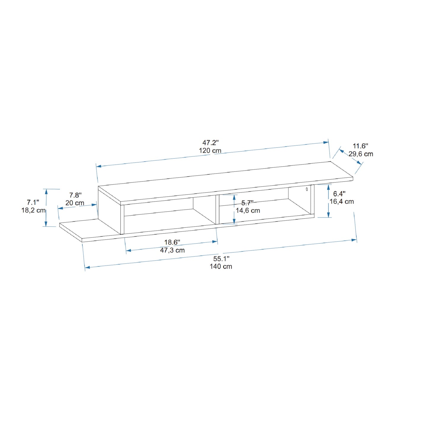 Eldon Floating TV Stand with Shelves