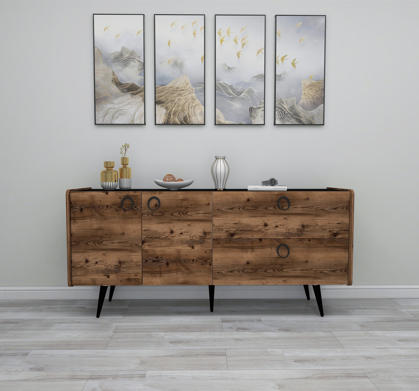 sideboard, console cabinet, storage cabinet, cupboard, buffet, closet, credenza, cellarette