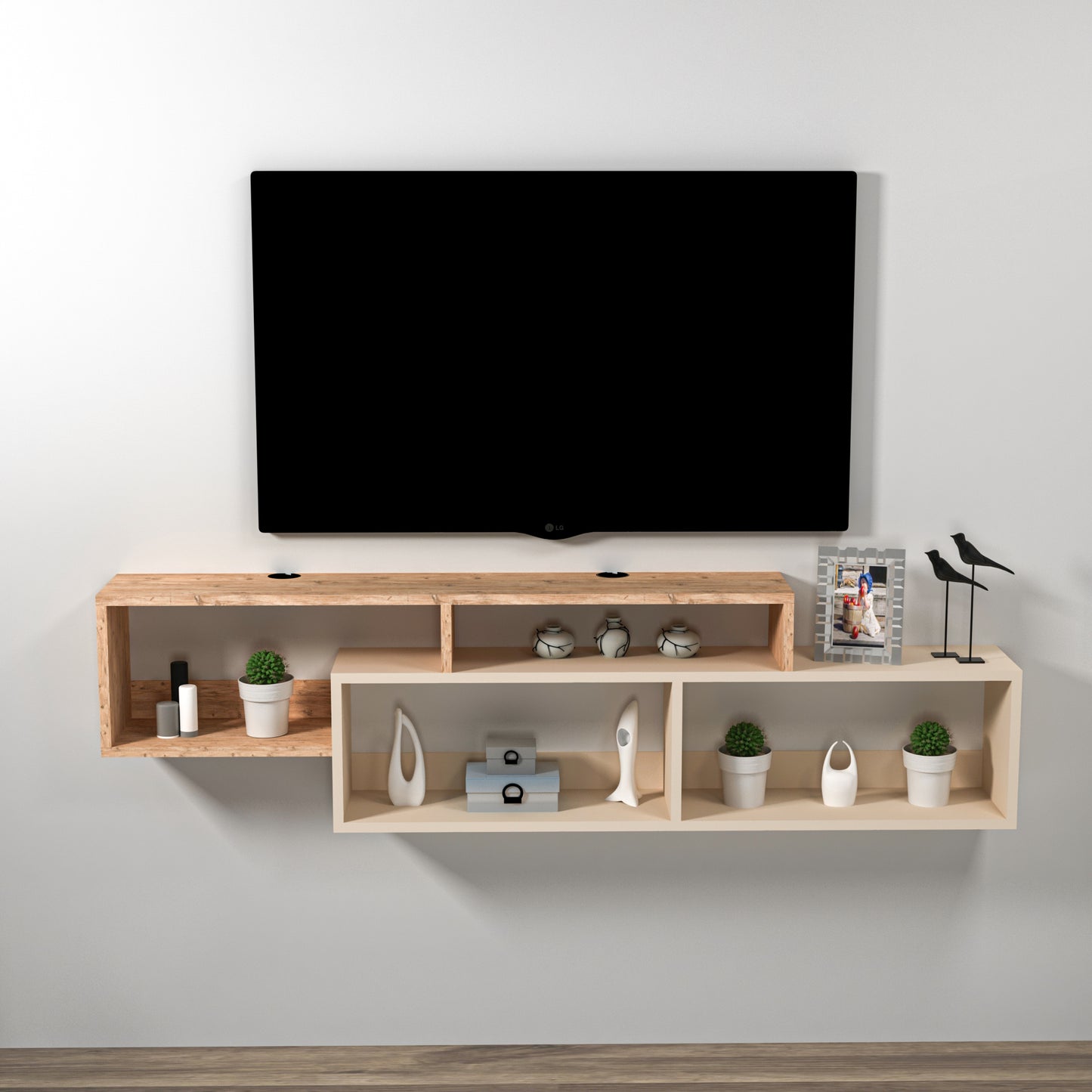 Frank Floating TV Stand with Shelves for TVs up to 70"
