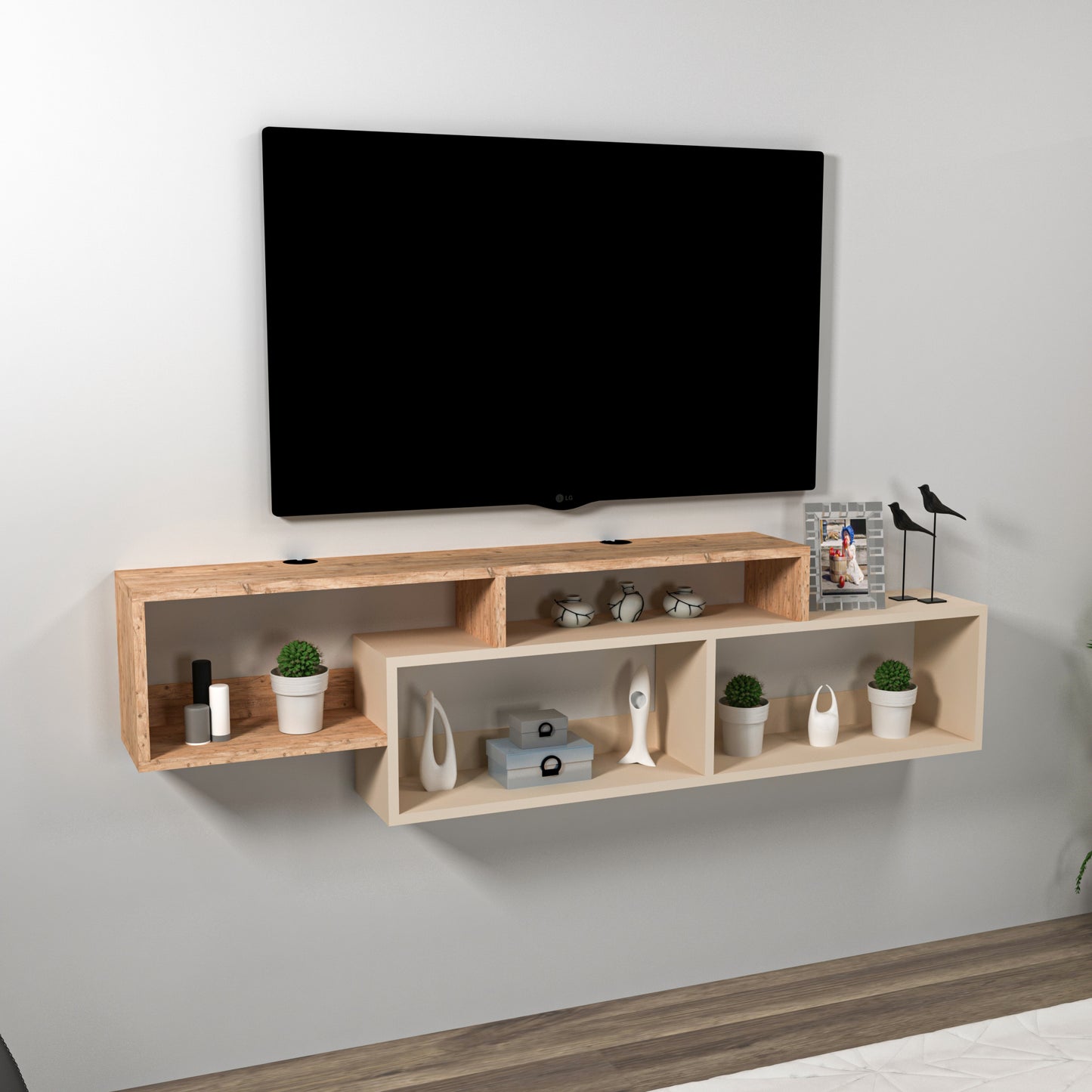 Frank Floating TV Stand with Shelves for TVs up to 70"