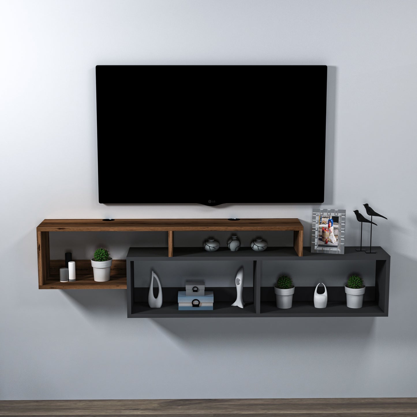 Frank Floating TV Stand with Shelves for TVs up to 70"
