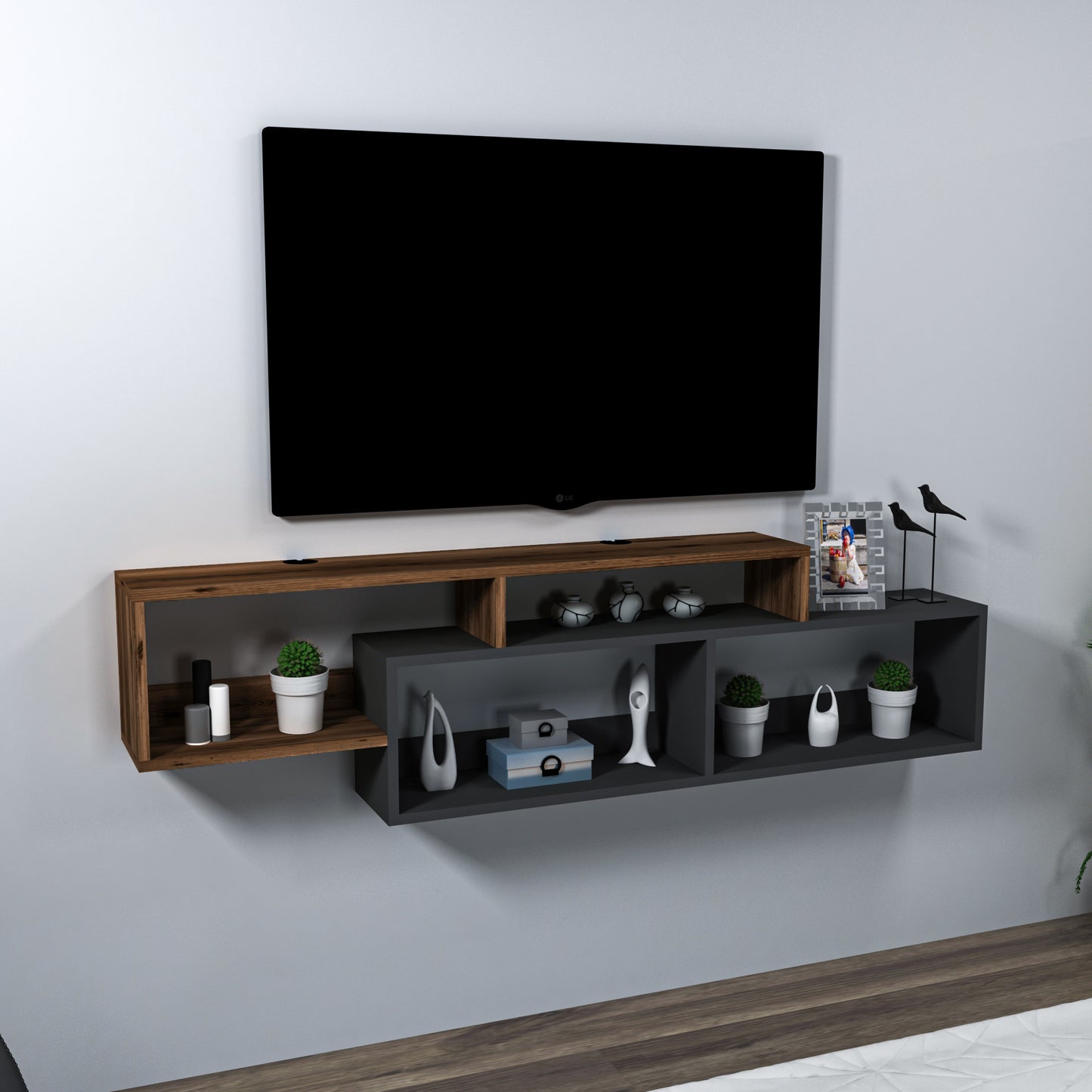 Frank Floating TV Stand with Shelves for TVs up to 70"