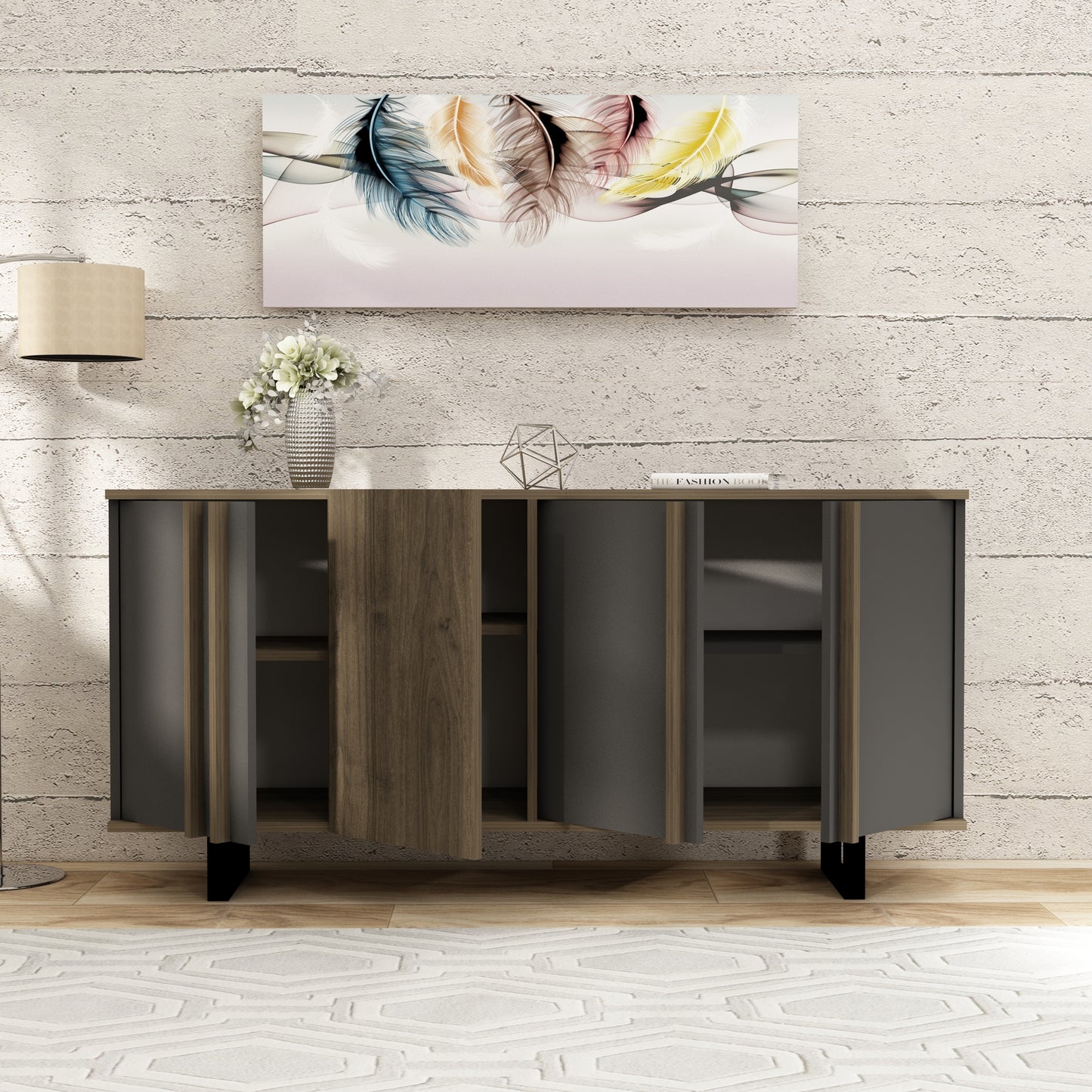 storage cabinet, sideboard, cupboard, credenza, console, closet, cellarette, buffet