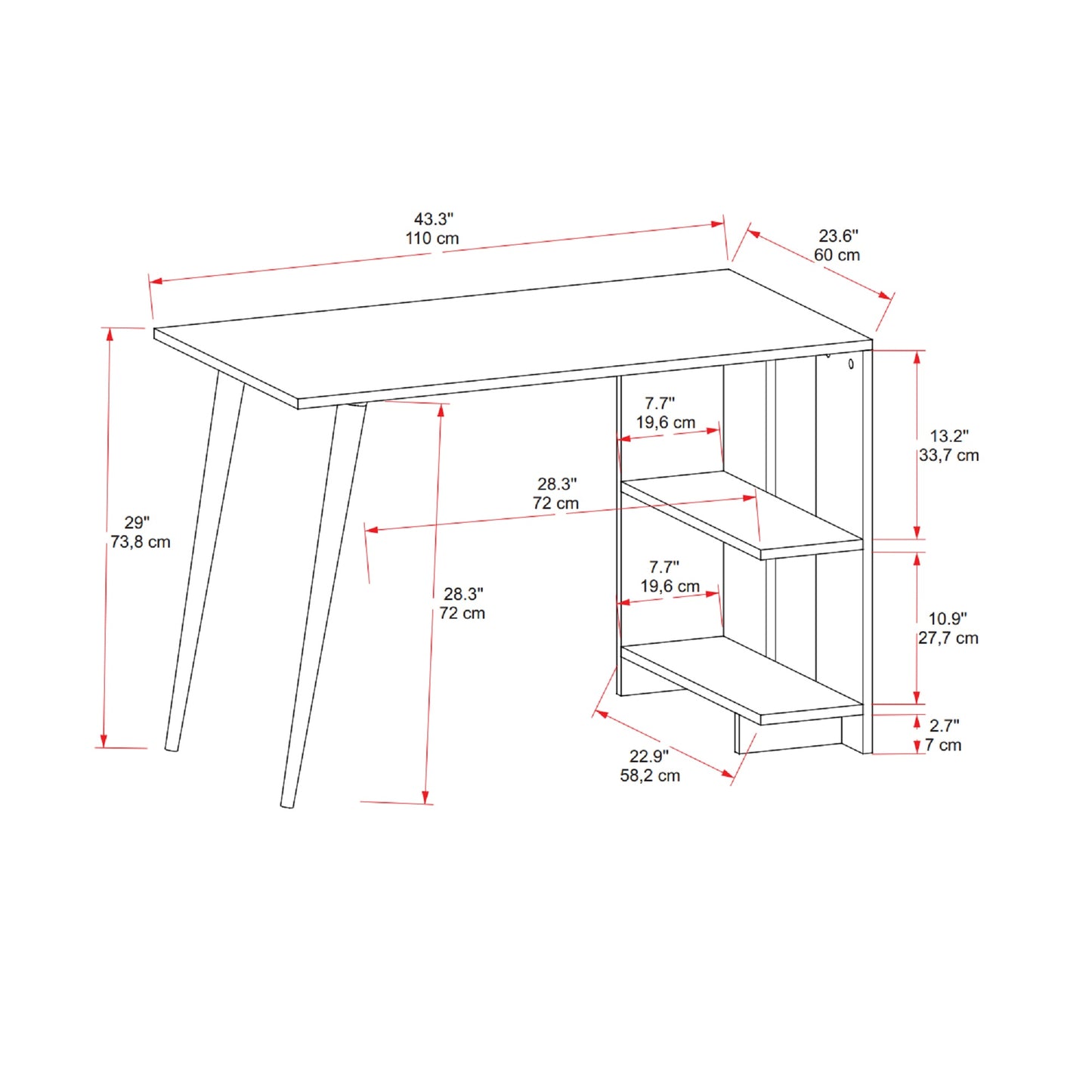 Godwin Computer Desk with Shelves