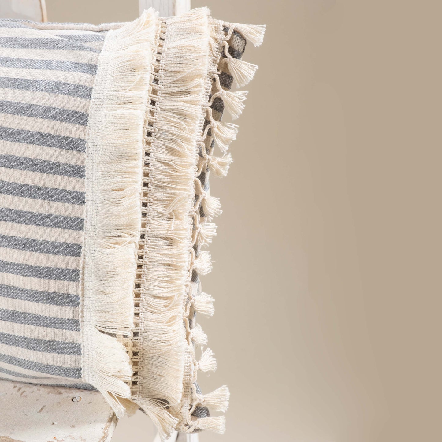 Jane Single Special Design Lace Tasseled Linen Cushion Covers