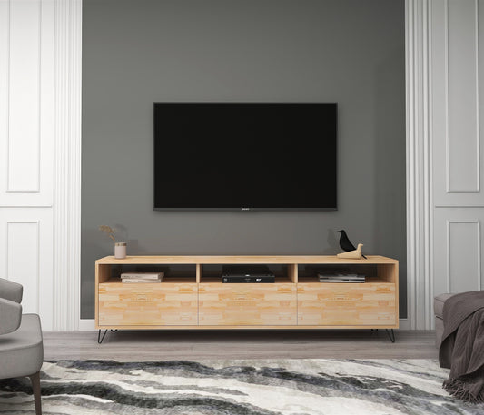 Pine Wood Metal Handmade TV Stand and Media Console for TVs up to 77" Oliver