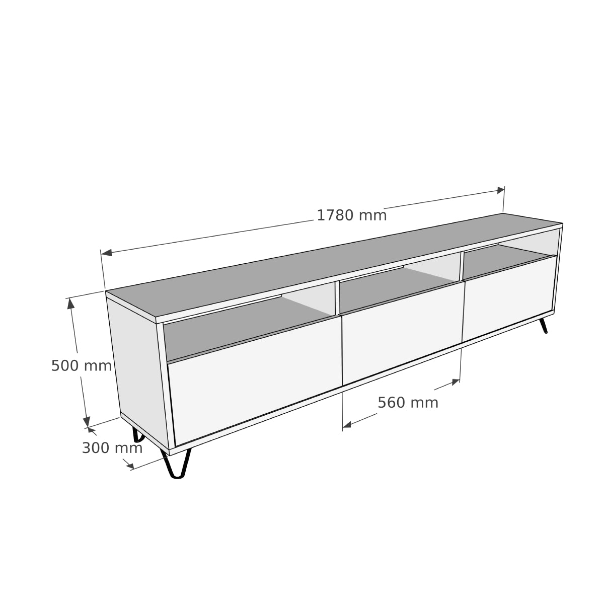 Oliver Pine Wood Metal Handmade TV Stand and Media Console for TVs up to 77"