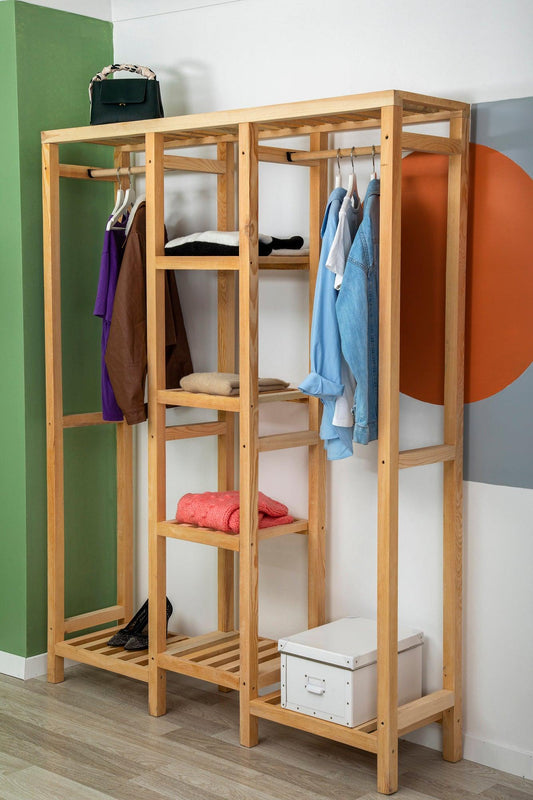 Action 55 Solid Wood Open Wardrobe - Destina Home
