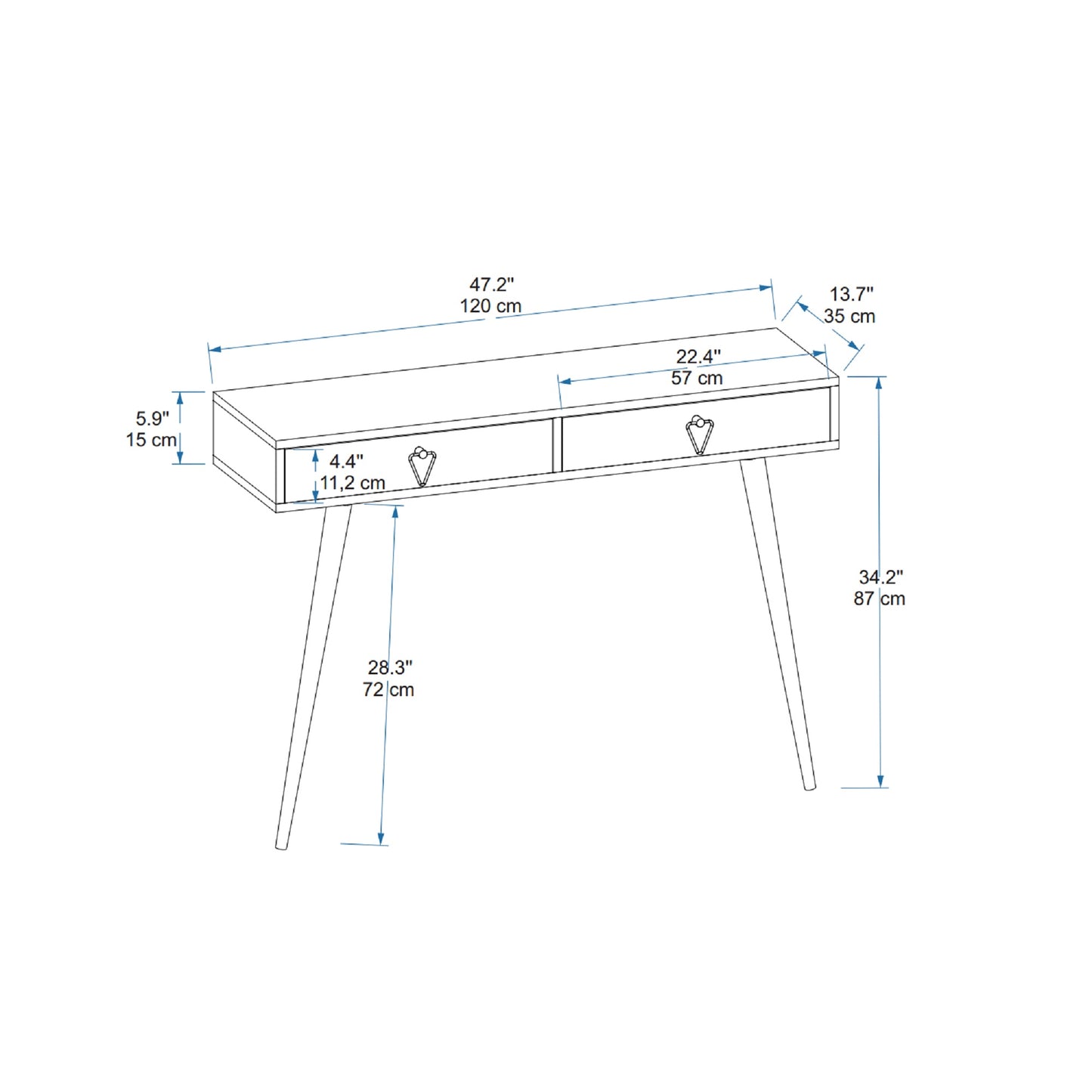 Inferno Dresuar Console Table with Drawers