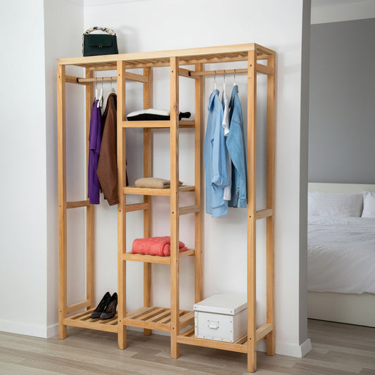 Indogo 35 Handmade Solid Pine Wood Open Wardrobe - Destina Home