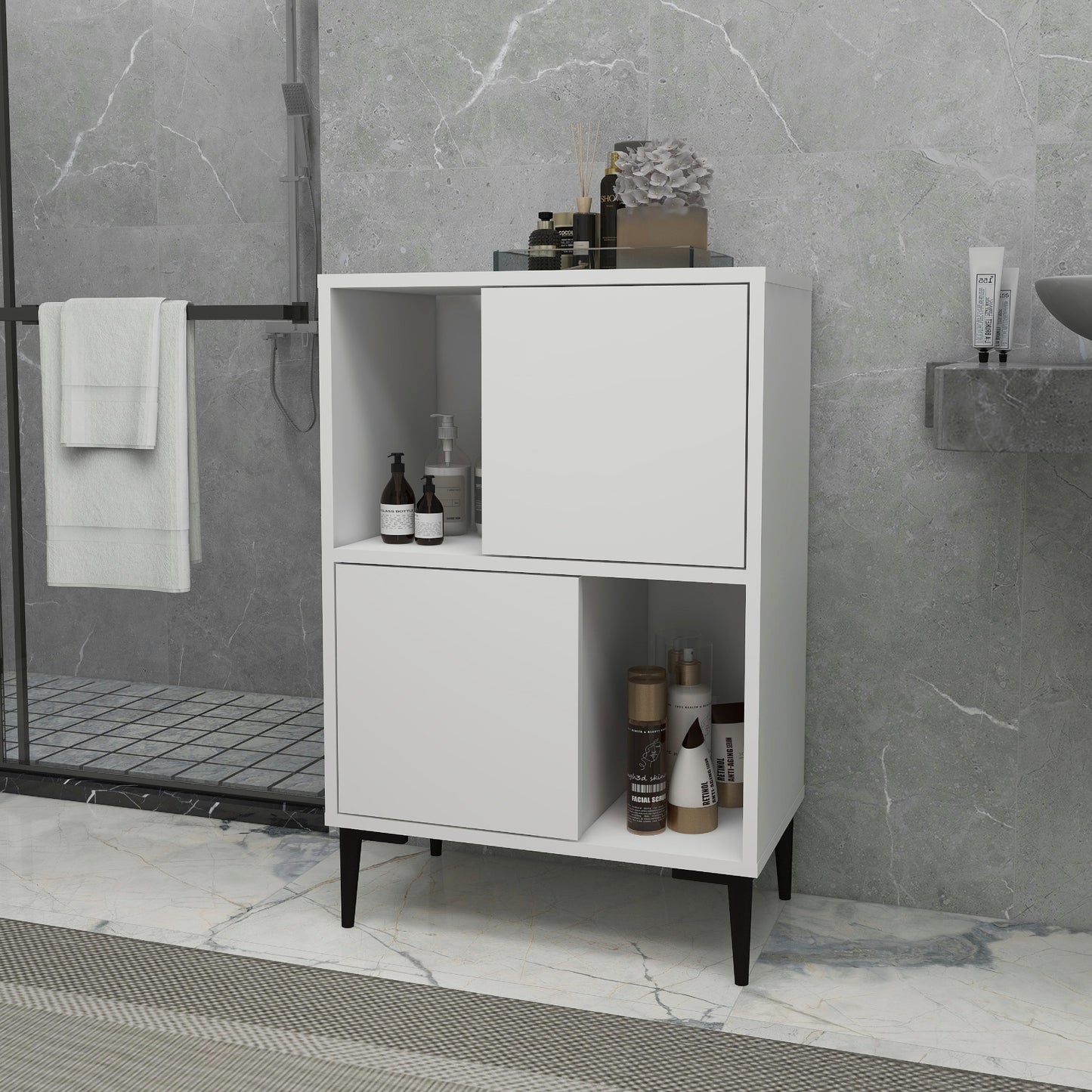 Meuble de salle de bain avec étagères Jeremy