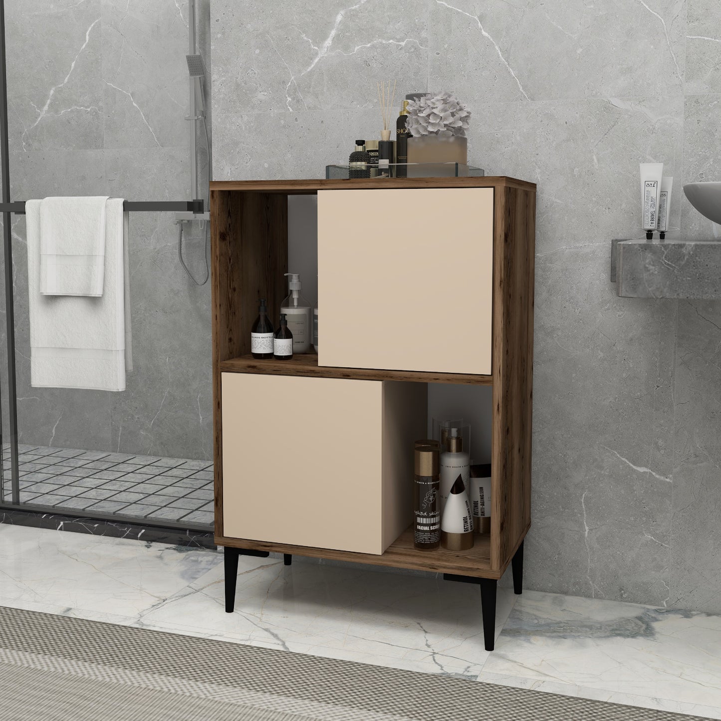 Meuble de salle de bain avec étagères Jeremy