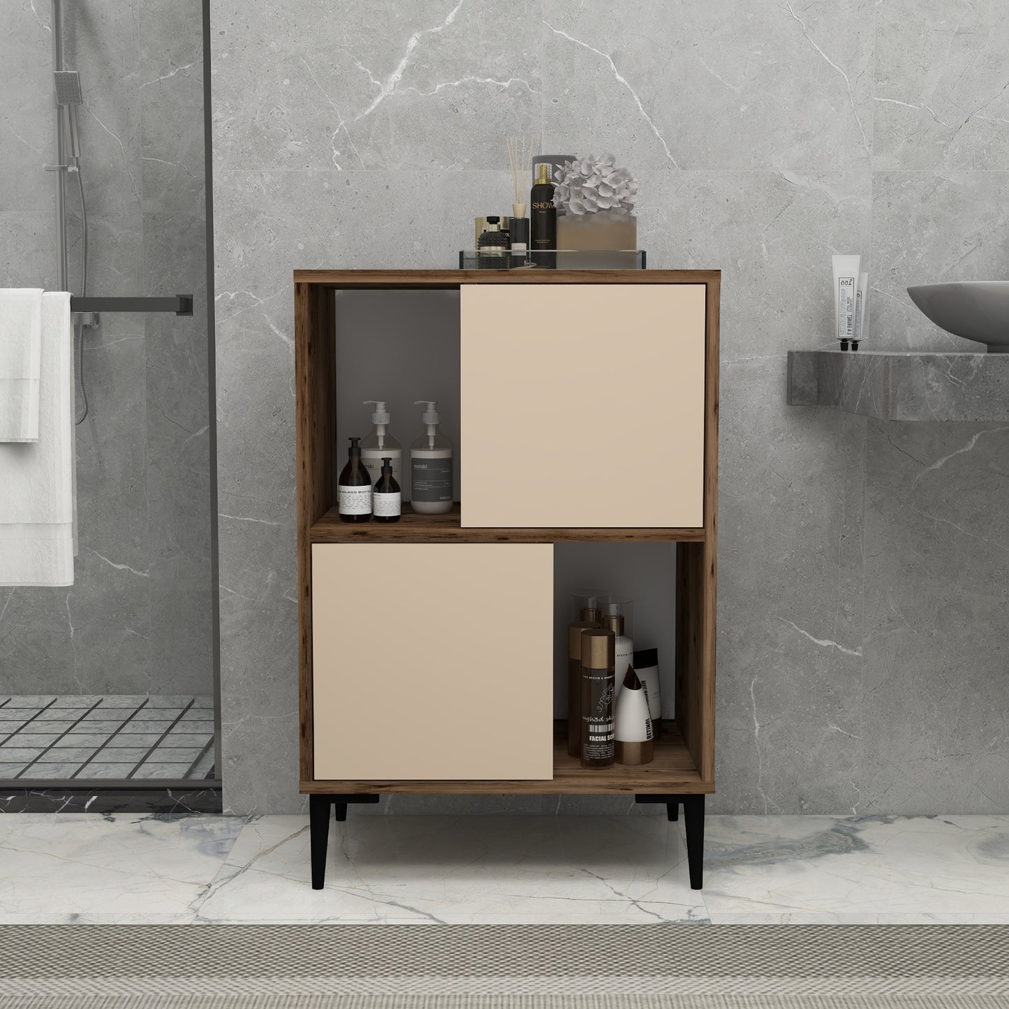 Meuble de salle de bain avec étagères Jeremy