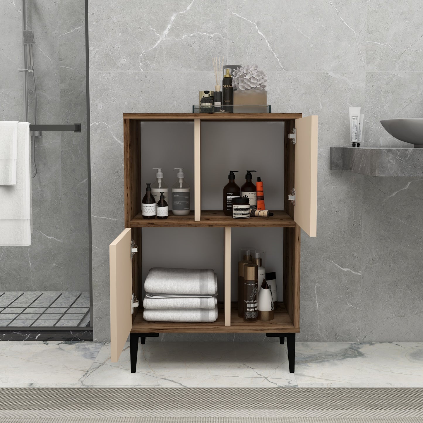 Meuble de salle de bain avec étagères Jeremy