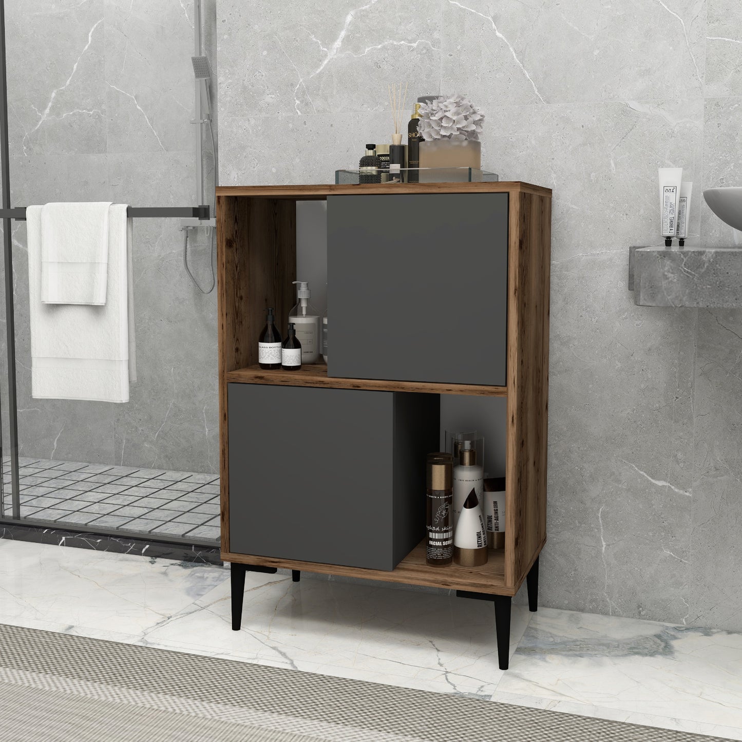 Meuble de salle de bain avec étagères Jeremy