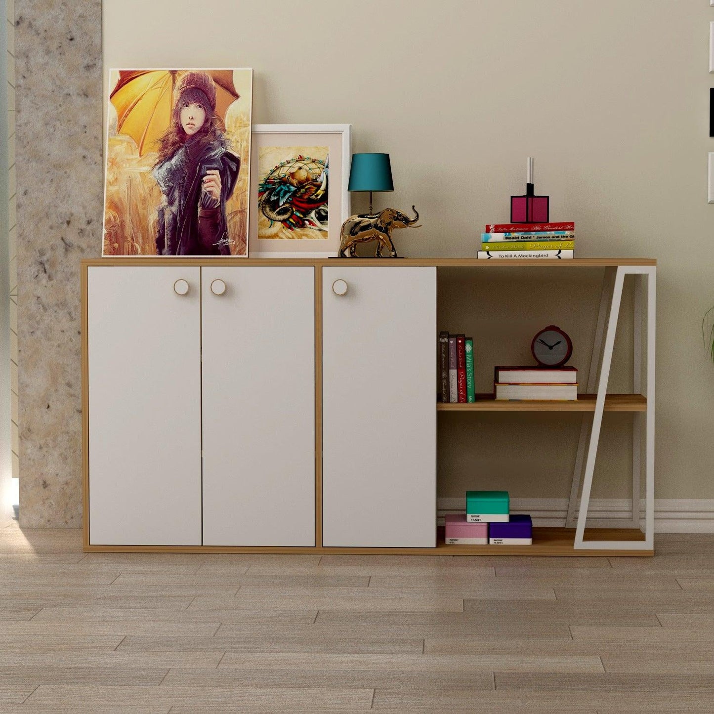 Avena Sideboard with Cabinets and Shelves - Destina Home