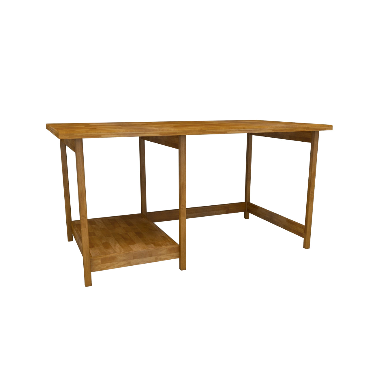 Solid Pine Wood Wood Handmade Computer Desk with Shelf Faye
