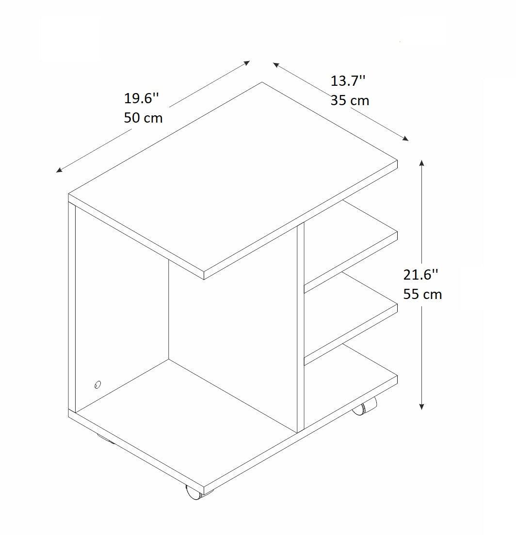 Barny Coffee Table with Storage Shelves and Wheels - Destina Home