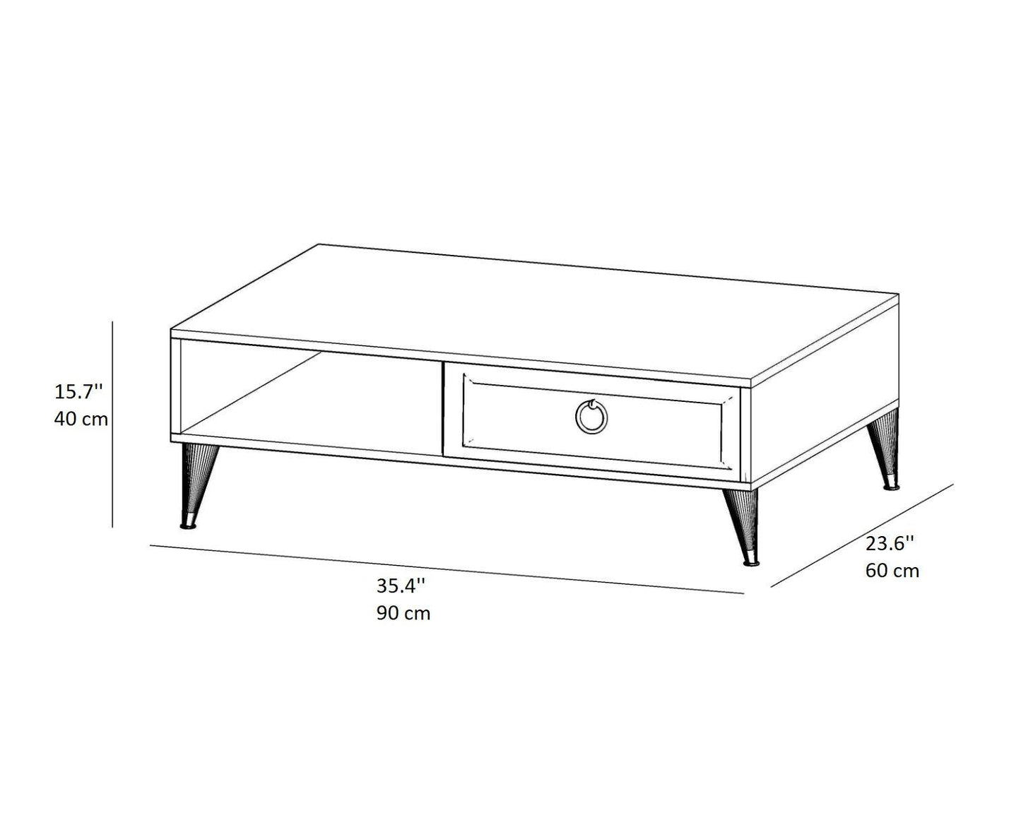 Antonia Coffee Table with Storage Cabinet Shelf - Destina Home