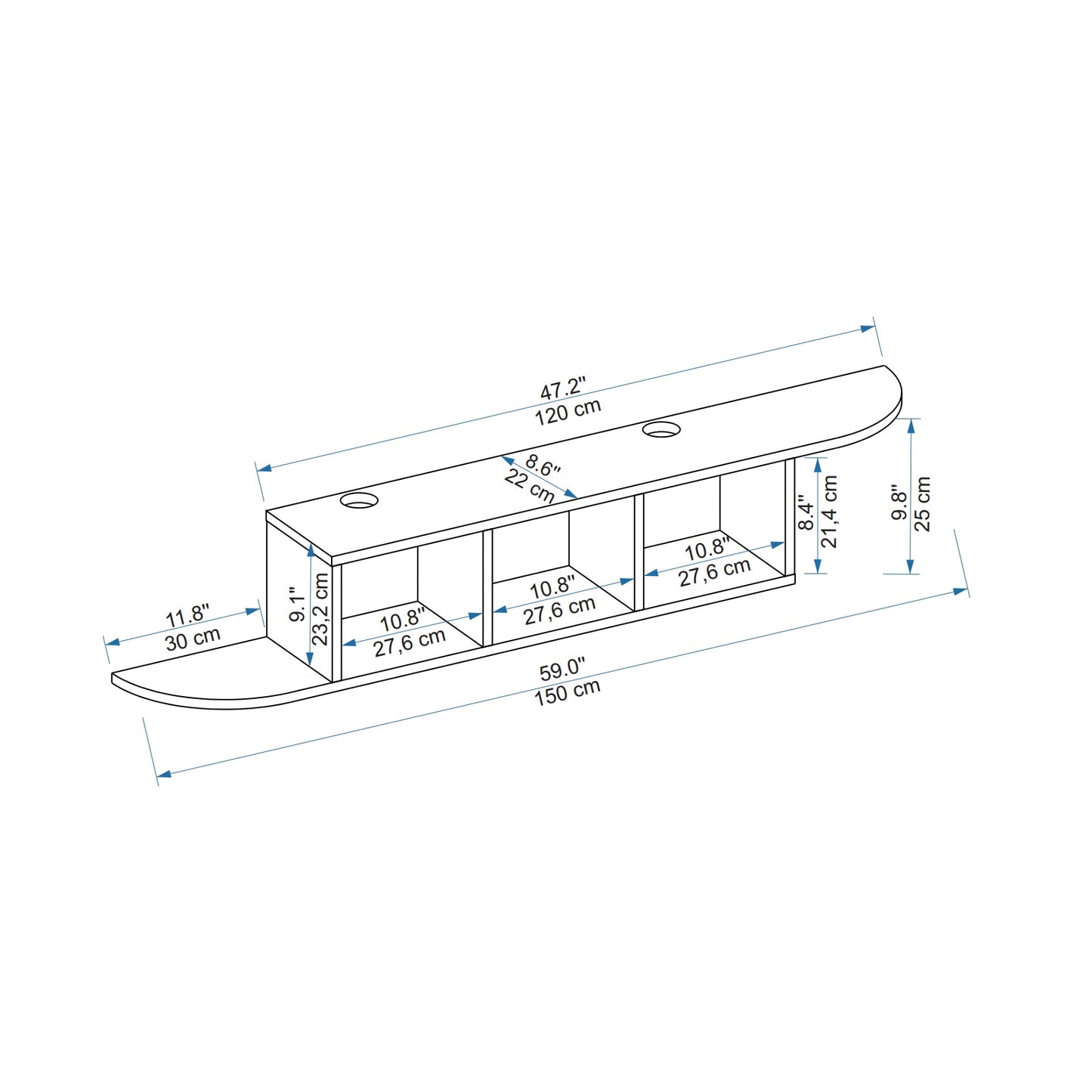Livius Floating TV Stand with Shelves for TVs up to 65"
