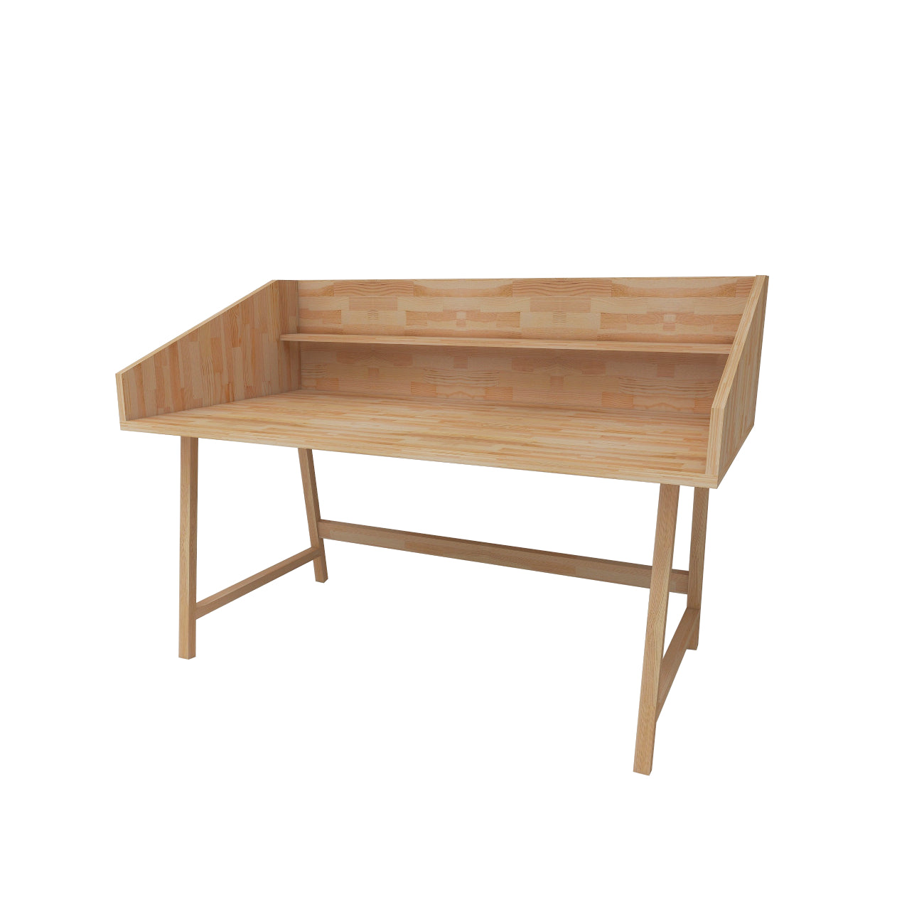 Pine Wood Wood Handmade Computer Desk with Front Bar Shelf Nashy