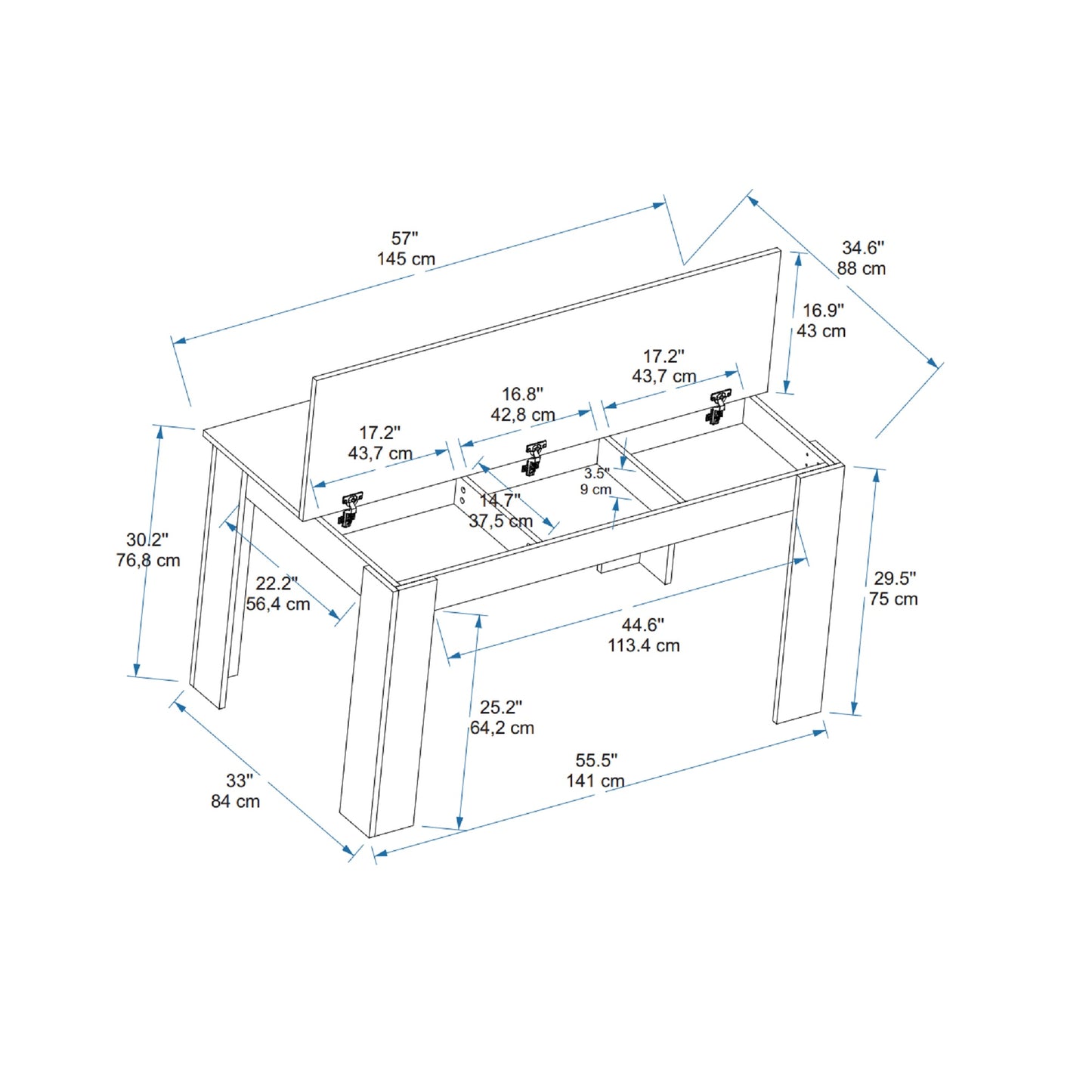 Pisa 145 Four - Person Dining Table