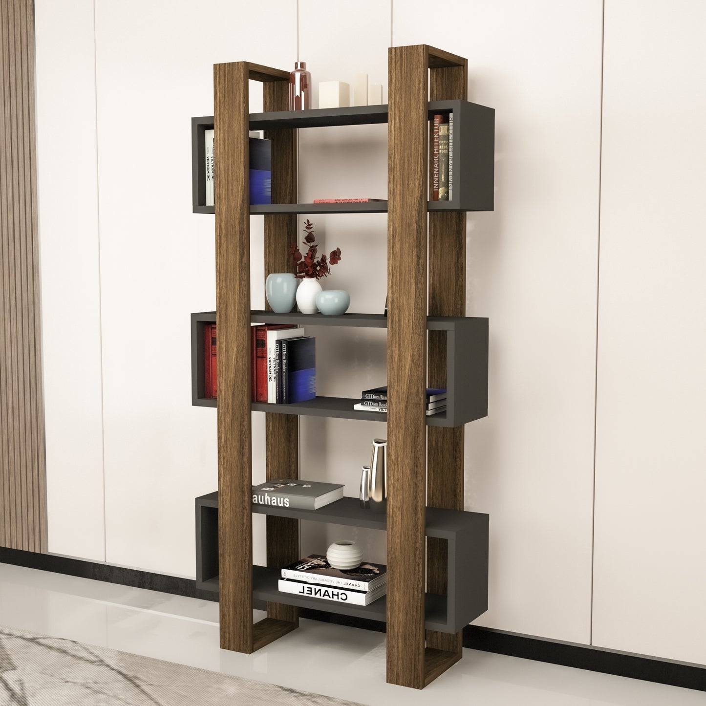 Bookcase with Geometric Shelves Ocean