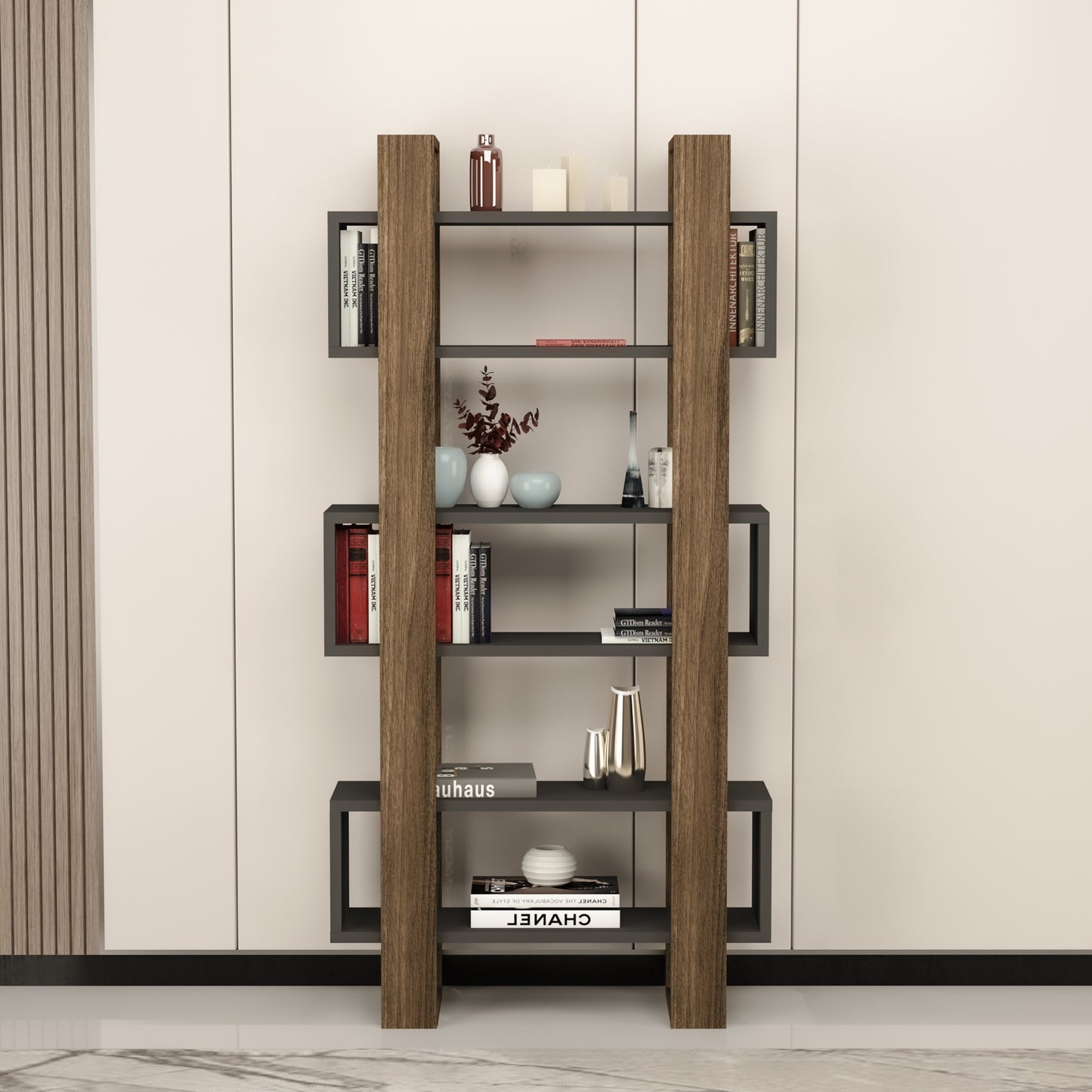 Bookcase with Geometric Shelves Ocean