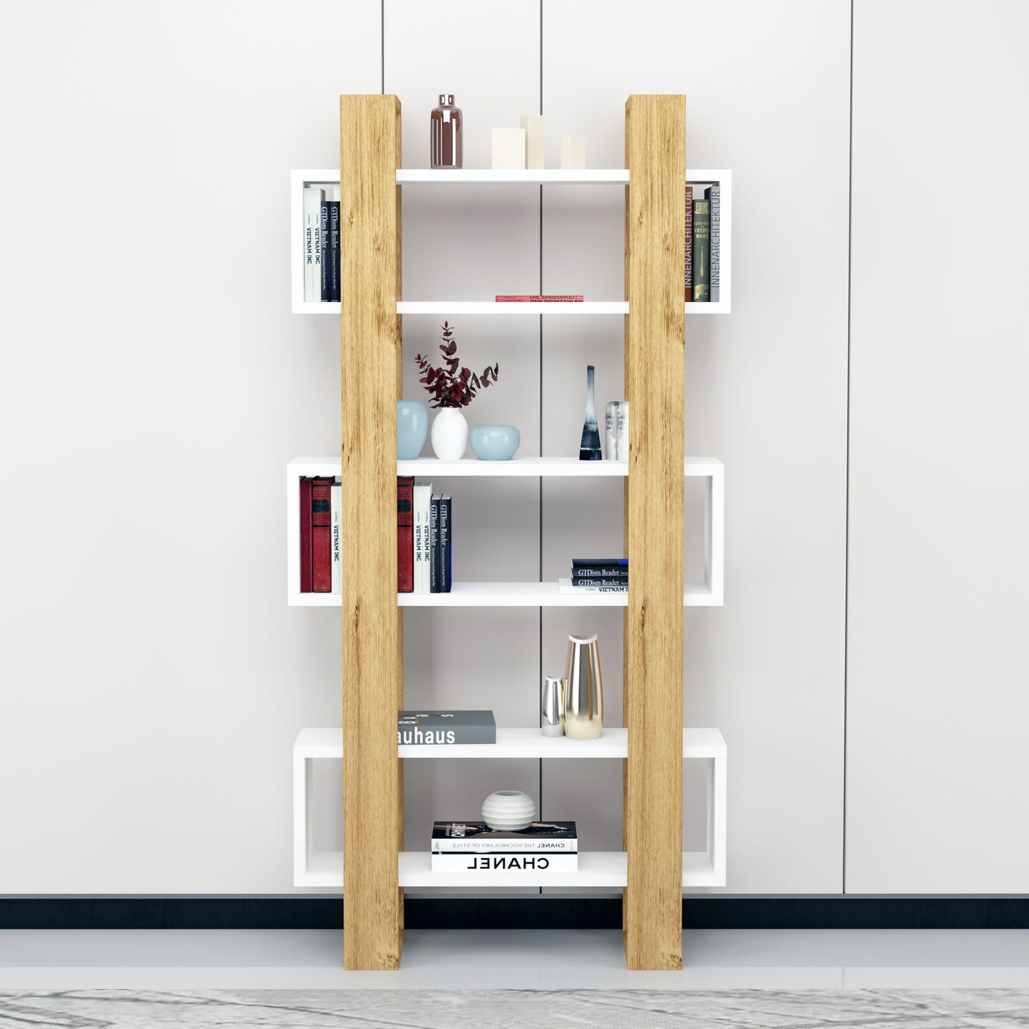 Bookcase with Geometric Shelves Ocean