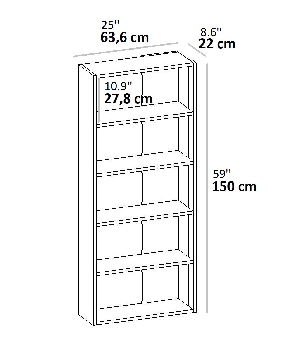 Forest 150 cm Tall Bookcase Shelfing Unit with 5 Tier Shelves