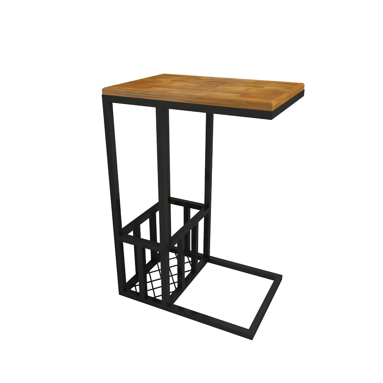 Solid Pine Wood Metal Handmade C-Shape Side Table End Table Coffee Table Romy